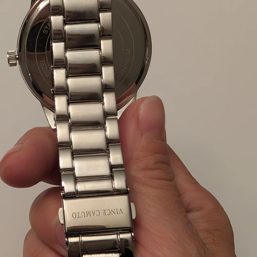 Vince Camuto Silver and Gray Watch with Orange Accents